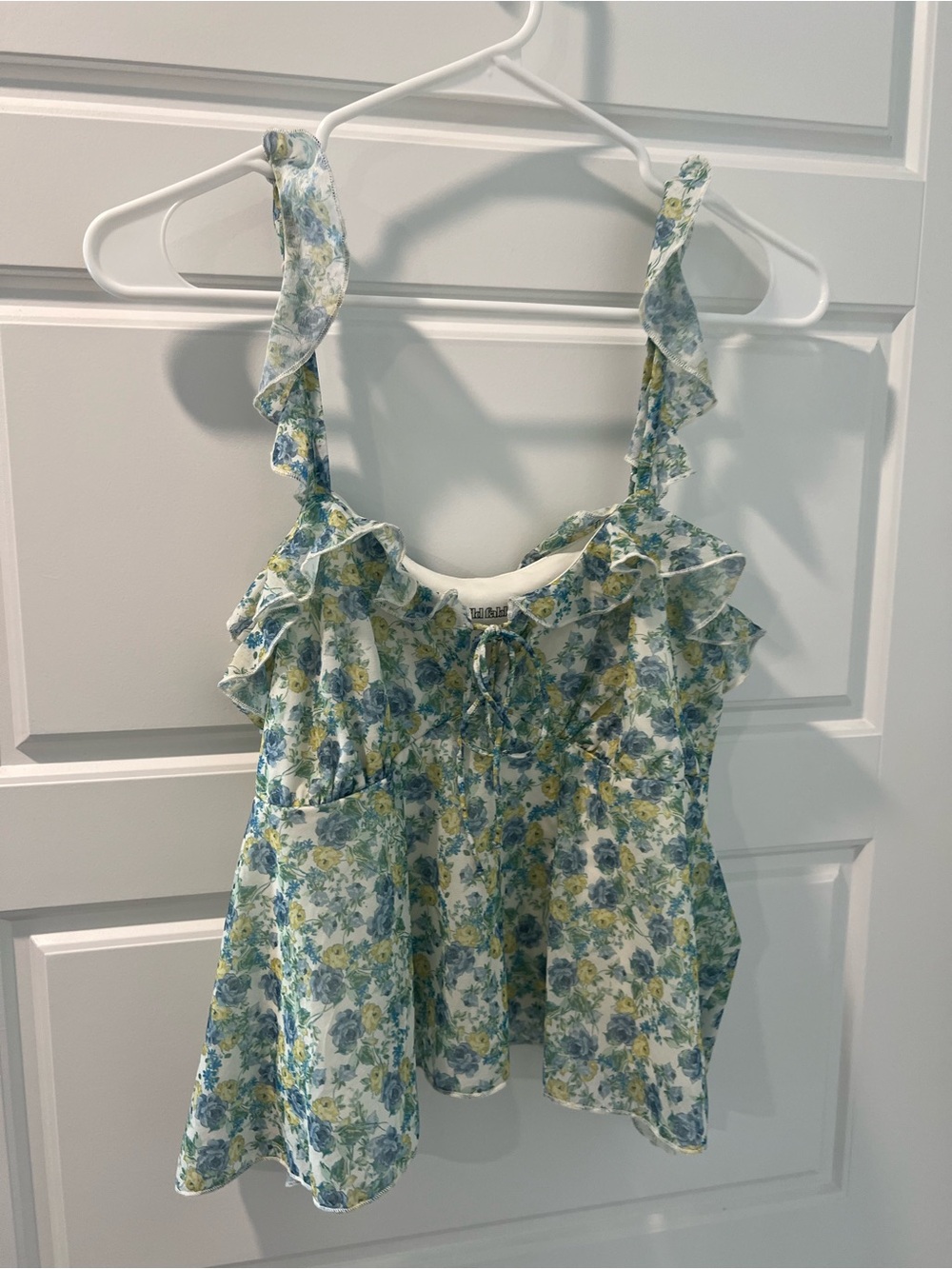 wild fable Blue and Yellow Floral Ruffle Strap Camisole